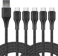 🔌 набор из 5 usb-кабелей c длиной 3 фута, 3a тип c - премиум-нейлоновый зарядный кабель usb-c на usb-a для samsung galaxy s20 s10 s10e s9 s8, s20 a10e a20 plus, note 10 9 8, z flip, lg g5 6 v20 30 40 (черный) логотип