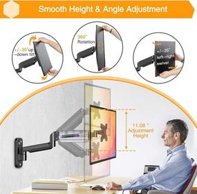 img 2 attached to ErGear Gas Spring Arm Wall Mount for 17 to 32 Inch Screens - Height Adjustable and Extended Up to 18.3 Inch - Fits Multiple VESA Mounting Sizes