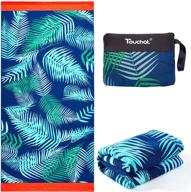 🌴 touchat beach towel oversized: super absorbent, sand free, and cute tropical palm leaf design - ideal for kids, men, women, girls, and boys - 30”x60” microfiber beach towel logo