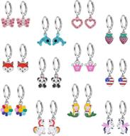 hypoallergenic acrylic dangle hoop earrings: adorable fox, flower, flag, and more designs for women and little girls logo