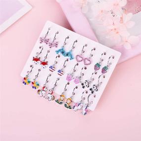 img 3 attached to Hypoallergenic Acrylic Dangle Hoop Earrings: Adorable Fox, Flower, Flag, and More Designs for Women and Little Girls