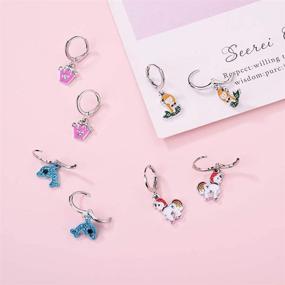 img 2 attached to Hypoallergenic Acrylic Dangle Hoop Earrings: Adorable Fox, Flower, Flag, and More Designs for Women and Little Girls