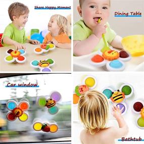 img 1 attached to 🌈 YAPIGO Spinning Top Toy Set for Toddlers - Suction Cup Spinner Toys, Sensory Toys, Bath Toys, Dimple Toys - Early Education Toys and Gifts for 1-3 Year Old Boys and Girls (3 Pcs)