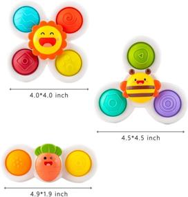 img 3 attached to 🌈 YAPIGO Spinning Top Toy Set for Toddlers - Suction Cup Spinner Toys, Sensory Toys, Bath Toys, Dimple Toys - Early Education Toys and Gifts for 1-3 Year Old Boys and Girls (3 Pcs)