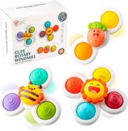 🌈 yapigo spinning top toy set for toddlers - suction cup spinner toys, sensory toys, bath toys, dimple toys - early education toys and gifts for 1-3 year old boys and girls (3 pcs) logo