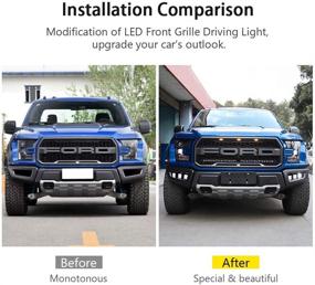 img 3 attached to Enhance Your Ford Raptor with LECART 3Pcs Smoke Lens Grille Lights - F-150 Lighting Accessory with 3-in-1 Design and Red LED Grille Light