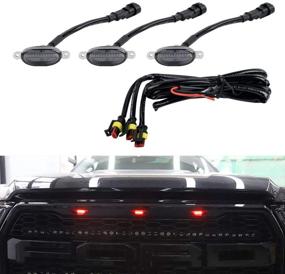 img 4 attached to Enhance Your Ford Raptor with LECART 3Pcs Smoke Lens Grille Lights - F-150 Lighting Accessory with 3-in-1 Design and Red LED Grille Light