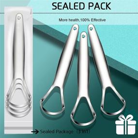 img 3 attached to 👅 Tongue Scraper Set, 3-Pack Medical Grade Stainless Steel Tongue Cleaners to Combat Bad Breath Instantly - 100% BPA Free Tongue Scrapers for Optimal Oral Care