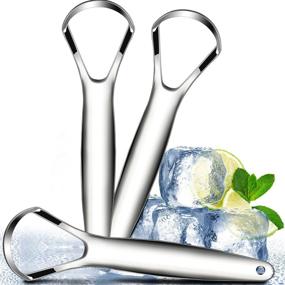 img 4 attached to 👅 Tongue Scraper Set, 3-Pack Medical Grade Stainless Steel Tongue Cleaners to Combat Bad Breath Instantly - 100% BPA Free Tongue Scrapers for Optimal Oral Care