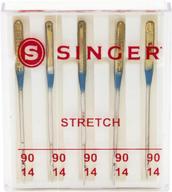 singer 04721 size 90/14 stretch sewing machine needles, 5-count: unleash smooth and comfortable stretch stitching! logo