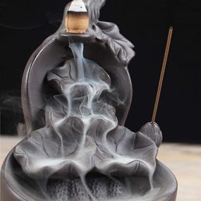 img 2 attached to 🏮 Risup Ceramic Incense Burner Set: Backflow Holder with 10pcs Incense Cones for Home & Office Decor