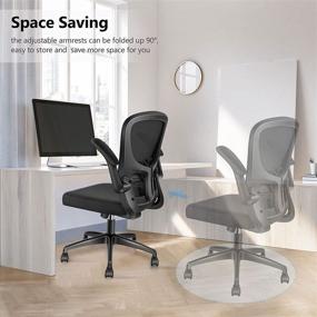 img 3 attached to YONISEE Ergonomic Swivel Desk Chair with Flip-up Armrest, Adjustable Lumbar Support, Height Tilting Adjustment - Mesh Home Office Computer Chair for Task and Executive Rocking