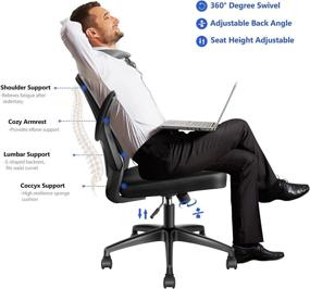 img 1 attached to YONISEE Ergonomic Swivel Desk Chair with Flip-up Armrest, Adjustable Lumbar Support, Height Tilting Adjustment - Mesh Home Office Computer Chair for Task and Executive Rocking