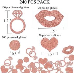 img 3 attached to 🎀 BUDICOOL 240 Pcs Glitter Rose Gold Bachelorette Party Decorations: Diamond Ring, Lips, Hearts Table Confetti for Engagement, Bridal Shower, Wedding