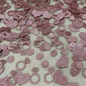img 2 attached to 🎀 BUDICOOL 240 Pcs Glitter Rose Gold Bachelorette Party Decorations: Diamond Ring, Lips, Hearts Table Confetti for Engagement, Bridal Shower, Wedding