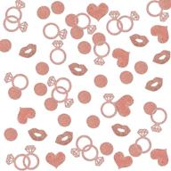 🎀 budicool 240 pcs glitter rose gold bachelorette party decorations: diamond ring, lips, hearts table confetti for engagement, bridal shower, wedding logo