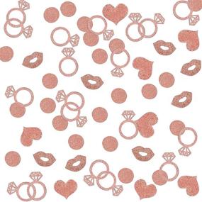 img 4 attached to 🎀 BUDICOOL 240 Pcs Glitter Rose Gold Bachelorette Party Decorations: Diamond Ring, Lips, Hearts Table Confetti for Engagement, Bridal Shower, Wedding