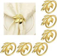 🌟 napkin rings set of 6 - gold leaf napkin ring holders for christmas, party, holiday, dinner decor favor - hscc666 logo