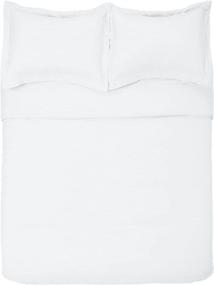 img 3 attached to Full/Queen Bright White Amazon Basics Microfiber Duvet Cover Set - Lightweight with Simple Snap Buttons