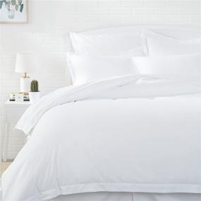 img 4 attached to Full/Queen Bright White Amazon Basics Microfiber Duvet Cover Set - Lightweight with Simple Snap Buttons