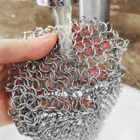 img 1 attached to 🔗 TOPULORS Stainless Steel Cast Iron Skillet Cleaner - Chainmail Scrubber for Pre-Seasoned Pans, Griddle Pans, BBQ Grills, and More - 7x7 Inch