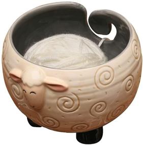 img 4 attached to 🐏 Sleepy Sheep Ceramic Yarn Bowl Knitting Bowl - Keep Your Yarn Tangle-Free, 6" W x 4.5" H