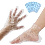 🧤 200pcs disposable plastic hand and foot gloves, paraffin wax bath liners with booties sock bags, spa pedicure accessories for men and women, including stickers logo