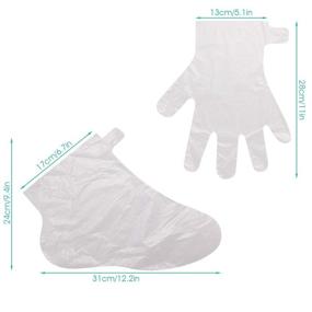 img 3 attached to 🧤 200pcs Disposable Plastic Hand and Foot Gloves, Paraffin Wax Bath Liners with Booties Sock Bags, Spa Pedicure Accessories for Men and Women, Including Stickers