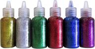 🌟 набор блестящего клея bazic products в бутылках объемом 20 мл - классические цвета (зеленый, золотой, красный, серебряный, синий, фиолетовый) логотип