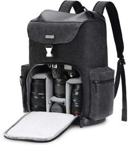img 4 attached to 📷 CADEN Профессиональный водонепроницаемый рюкзак для зеркальных камер DSLR из канвы с отделением для ноутбука 14" и держателем штатива, большой рюкзак для фотоаппарата для беззеркальных камер Canon Nikon Sony Pentax Lens и т. д.