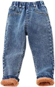 img 4 attached to Ameyda Kids Fleece Winter Toddler Boys' Jeans: Stylish and Cozy Children's Clothing