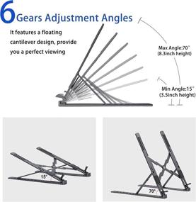 img 2 attached to Yomigoo Portable Laptop Stand | Desk & Home Office Accessories | Adjustable Ventilated Ergonomic Aluminum Holder Riser | Space Grey | Compatible with 10-15.6” Laptops, Tablets, and Graphic Tablets