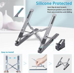 img 1 attached to Yomigoo Portable Laptop Stand | Desk & Home Office Accessories | Adjustable Ventilated Ergonomic Aluminum Holder Riser | Space Grey | Compatible with 10-15.6” Laptops, Tablets, and Graphic Tablets