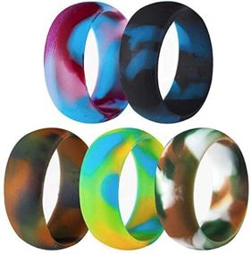 img 4 attached to 💍 Pack of 5 Flexible Rubber Silicone Rings for Outdoor Wedding and Engagement - Size 4-15
