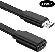 🔌 sumind 4 pack 10 ft/ 3 m micro usb extension cable - male to female extender cord for zmodo wireless security camera with flat power cable and included cable clips- black logo