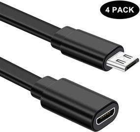 img 4 attached to 🔌 Sumind 4 Pack 10 ft/ 3 m Micro USB Extension Cable - Male to Female Extender Cord for Zmodo Wireless Security Camera with Flat Power Cable and Included Cable Clips- Black