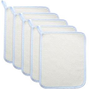 img 4 attached to 🧼 Blulu Dual-Sided Exfoliating Face Body Wash Cloth Towel with Soft Weave - Ideal for Skin Scrub, Beauty Treatment, Massage, and Home Bath - Pack of 5