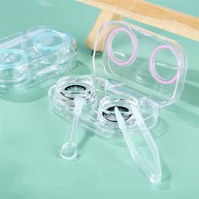 img 2 attached to 👀 4-Pack Portable Contact Lens Cases Box – Flip Top Contacts Holder Container for Soak and Storage, Kit with Tweezers and Applicator Set