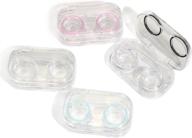 👀 4-pack portable contact lens cases box – flip top contacts holder container for soak and storage, kit with tweezers and applicator set logo