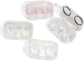 img 4 attached to 👀 4-Pack Portable Contact Lens Cases Box – Flip Top Contacts Holder Container for Soak and Storage, Kit with Tweezers and Applicator Set