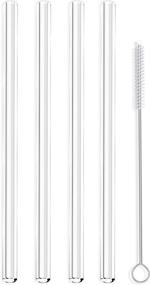 img 4 attached to 🥤 USA-Made Hummingbird Glass Straws 9" - 4-Pack, Reusable & Perfect for Smoothies, Tea, Juice, Water, Essential Oils - Includes Cleaning Brush