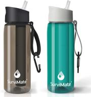 🥤 optimized survimate water bottle - ideal for camping, hiking, backpacking, and travel, bpa free with advanced 4-stage integrated filter straw logo