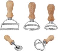 🍝 5-inch ravioli stamps and cutter set by keileoho - includes 1 pc ravioli stamps, 4 pcs dumpling maker molds with wooden handles, and 1 pc metal pasta wheel cutter and press - pastry dough cutter for ravioli logo