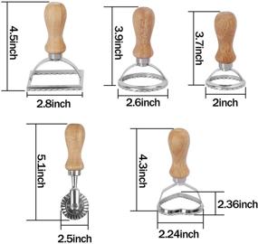 img 3 attached to 🍝 5-Inch Ravioli Stamps and Cutter Set by KEILEOHO - Includes 1 PC Ravioli Stamps, 4 PCS Dumpling Maker Molds with Wooden Handles, and 1 PC Metal Pasta Wheel Cutter and Press - Pastry Dough Cutter for Ravioli