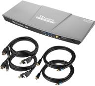 🖥️ tesmart dual hdmi 4x2 kvm switch 2 port 4k@60hz updated, hdcp 2.2 support, ideal for 2 computers + 2 monitors (grey) logo