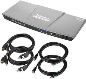 img 4 attached to 🖥️ TESmart Dual HDMI 4x2 KVM Switch 2 Port 4K@60Hz Updated, HDCP 2.2 Support, Ideal for 2 Computers + 2 Monitors (Grey)