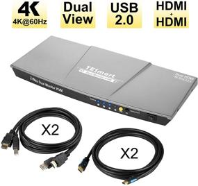 img 3 attached to 🖥️ TESmart Dual HDMI 4x2 KVM Switch 2 Port 4K@60Hz Updated, HDCP 2.2 Support, Ideal for 2 Computers + 2 Monitors (Grey)