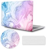 💙 blue gradient marbling macbook air 13 inch case 2020 2019 2018 release - hard shell with keyboard cover: macbook air accessories laptop cover macbook air 2020 case logo