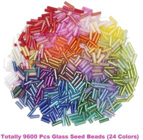 img 2 attached to 💎 EuTengHao Tube Beads Kit - 9600pcs Glass Bugle Seed Beads, Small Craft Beads for DIY Bracelet Necklaces. Jewelry Making Supplies with 2 Crystal Strings (7mm, 400 Per Color, 24 Assorted Colors)