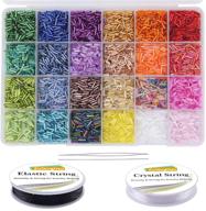 💎 eutenghao tube beads kit - 9600pcs glass bugle seed beads, small craft beads for diy bracelet necklaces. jewelry making supplies with 2 crystal strings (7mm, 400 per color, 24 assorted colors) logo
